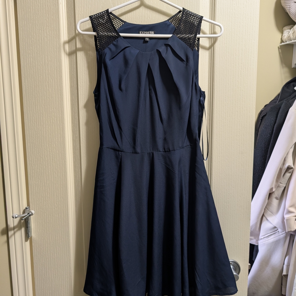 Express Navy Blue Mini Dress with Black Accents